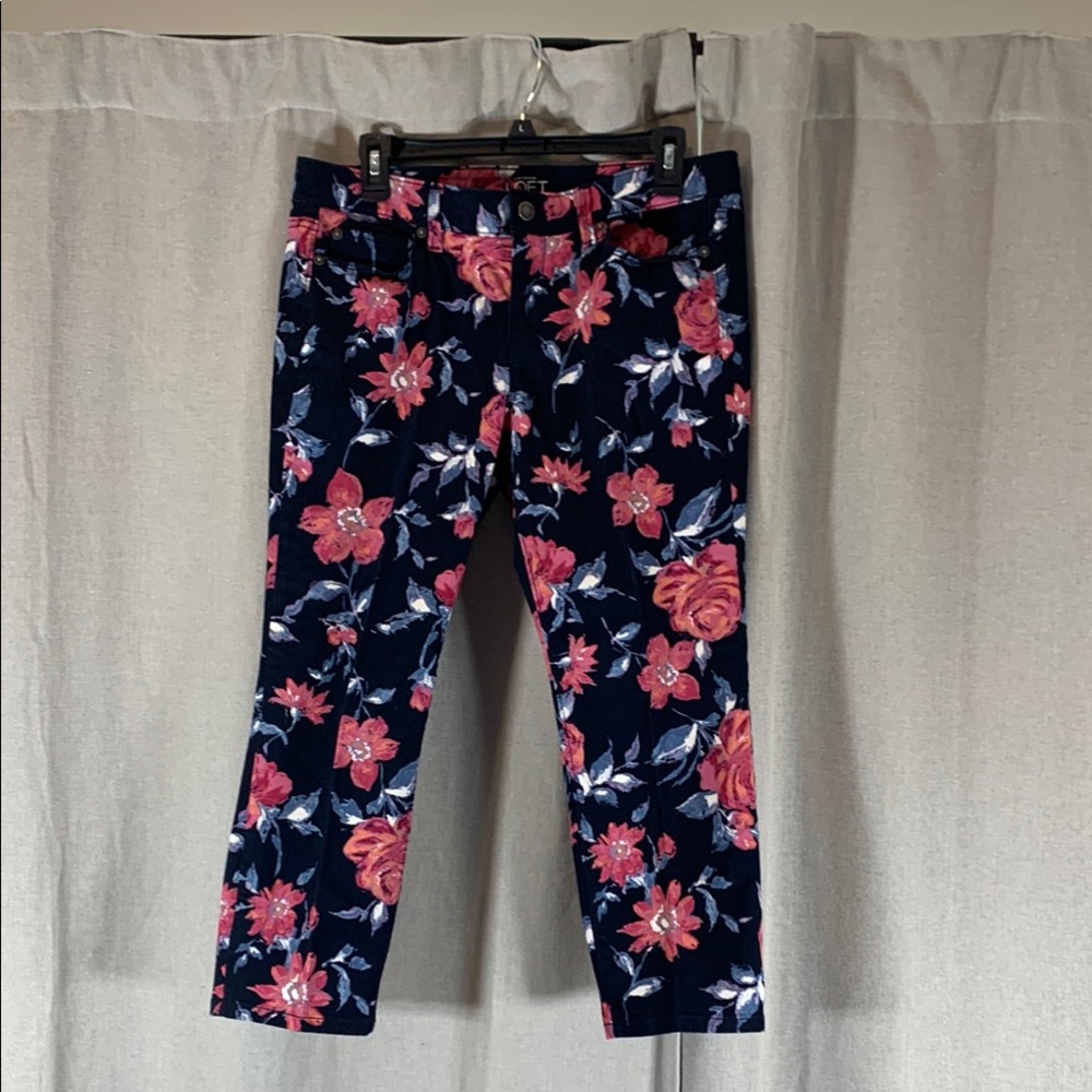 LOFT Floral Capris - Pink and Blue
